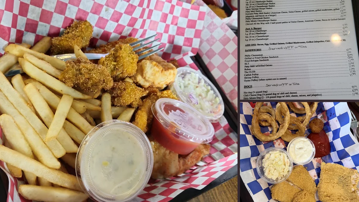 Marina-side spot with food, drinks, and outdoor seating.